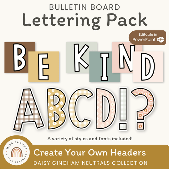 Bulletin Board Letters - Daisy Gingham Neutrals Decor