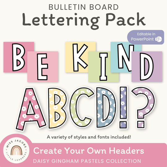 Bulletin Board Letters - Daisy Gingham Pastels Decor