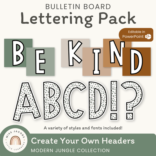 Bulletin Board Letters - Modern Jungle Classroom Decor