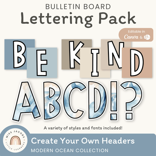 Bulletin Board Letters - Modern Ocean Classroom Decor