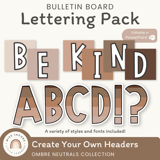 Bulletin Board Letters - Ombre Neutrals Classroom Decor