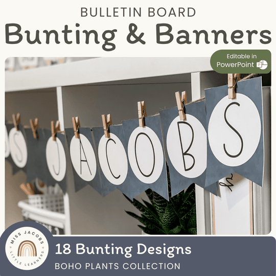 Bunting & Banners - Bulletin Board Letters - Boho Plants Decor