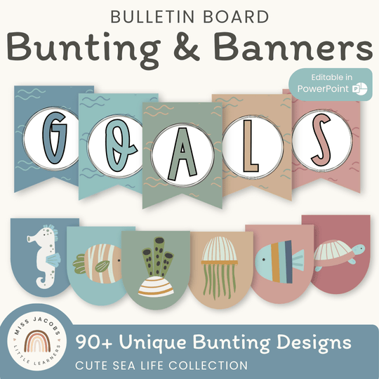Bunting & Banners - Bulletin Board Letters - Cute Sea Life Theme