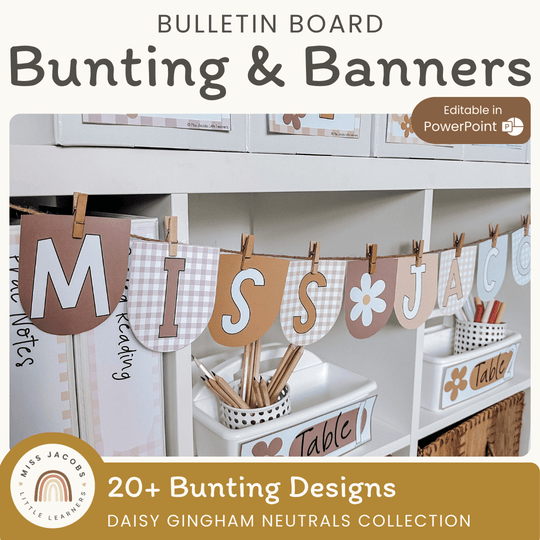 Bunting & Banners - Bulletin Board Letters - Daisy Gingham Neutrals