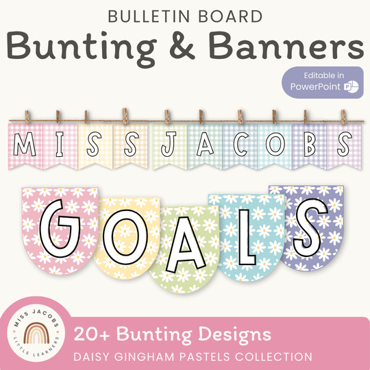 Bunting & Banners - Bulletin Board Letters - Daisy Gingham Pastels