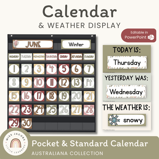 Calendar & Weather Display  - Australiana Classroom Decor