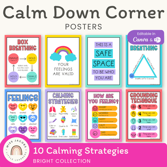 Calm Down Corner Posters - Bright Classroom Decor