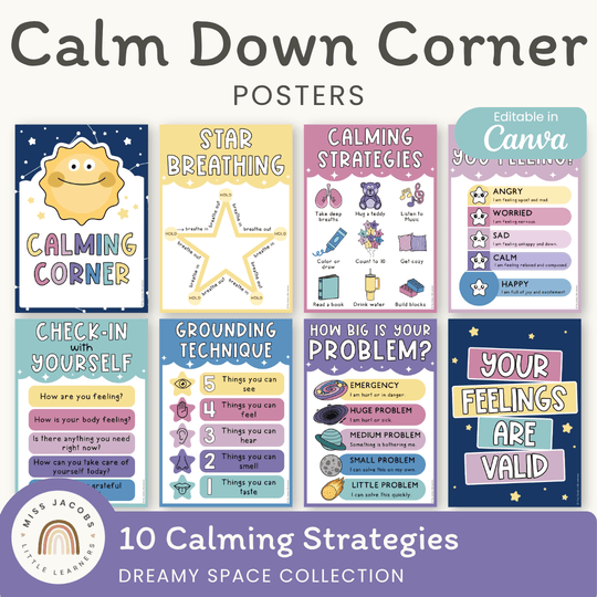 Calm Down Corner Posters - Dreamy Space Classroom Decor