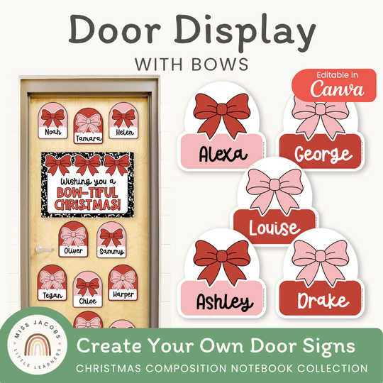 Christmas Door Display Bow - Composition Notebook
