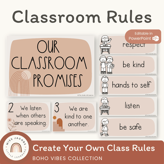 Class Rules Posters & Expectations for Classroom Management | Boho Vibes