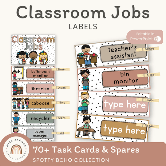 Classroom Job Chart - Spotty Boho Decor