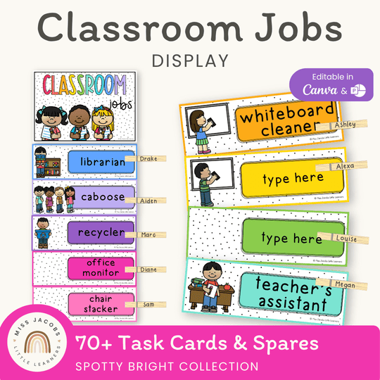Classroom Job Chart - Spotty Bright Decor