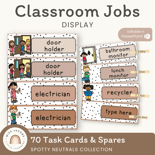 CLASSROOM JOBS DISPLAY | SPOTTY NEUTRALS | EDITABLE
