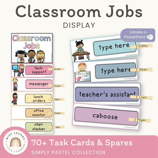 Classroom Jobs | PASTELS | Editable