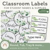 Classroom Labels Student Names & Supplies - Botanical Decor - Miss Jacobs Little Learners