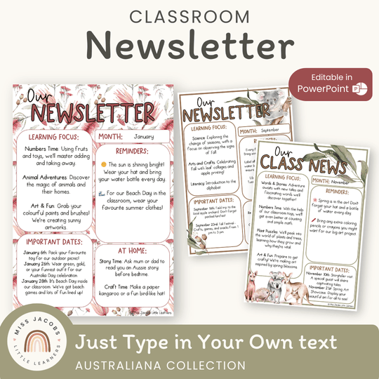 Classroom Newsletter Templates - Australiana Decor