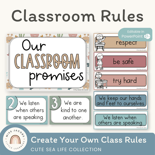 Classroom Rules and Expectations Posters - Cute Sea Life