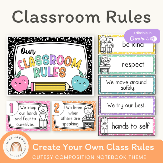 Classroom Rules and Expectations Posters - Cutesy Composition Notebook