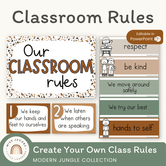 Classroom Rules and Expectations Posters - Modern Jungle