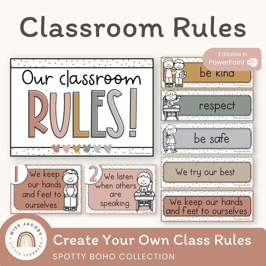 Classroom Rules and Expectations Posters - Spotty Boho Decor