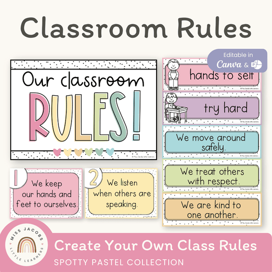 Classroom Rules and Expectations Posters - Spotty Pastel Decor