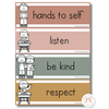 Classroom Rules Posters for Classroom Management | Boho Rainbow Neutral Decor | Editable - Miss Jacobs Little Learners