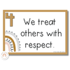 Classroom Rules Posters for Classroom Management | Boho Rainbow Neutral Decor | Editable - Miss Jacobs Little Learners