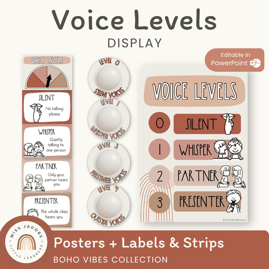 Classroom Voice Level Display | BOHO VIBES Theme | Desert Neutrals Classroom Decor