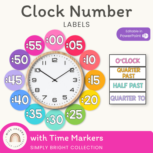 Clock Number Labels | Brights Classroom Decor