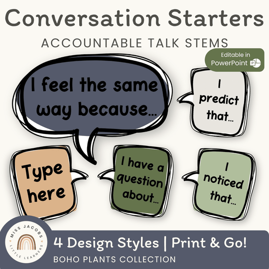 Conversation Starters - Boho Plants Classroom Decor