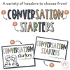 Conversation Starters - Boho Plants Classroom Decor - Miss Jacobs Little Learners