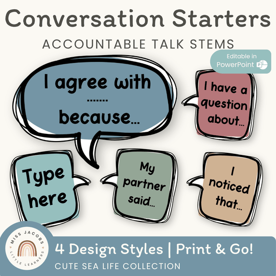 Conversation Starters - Cute Sea Life Classroom Decor