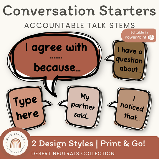 Conversation Starters - Desert Neutrals Classroom Decor