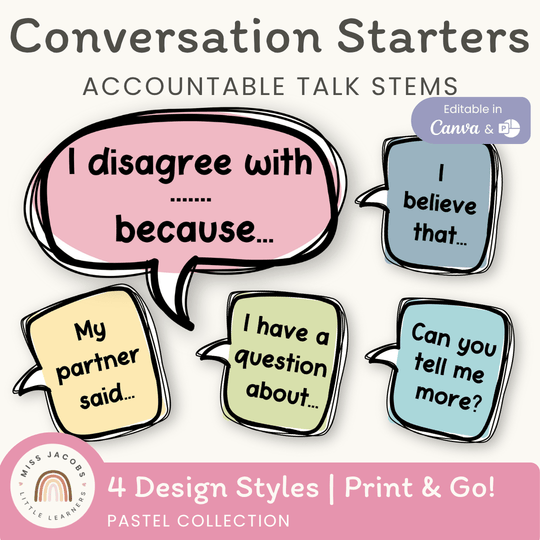 Conversation Starters - Pastel Classroom Decor
