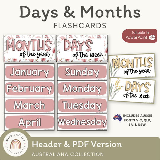 Days and Months - Australiana Classroom Decor