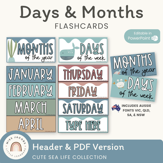Days and Months - Cute Sea Life Classroom Decor
