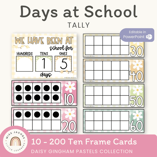 Days At School Tally Display - Daisy Gingham Pastels Decor