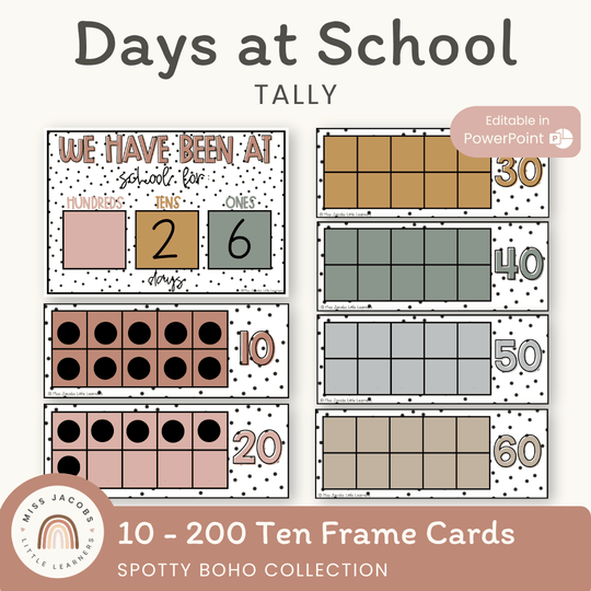 Days At School Tally Display - Spotty Boho Classroom Decor