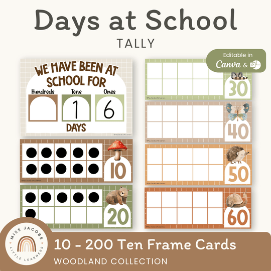 Days At School Tally Display - Woodland Theme Classroom Decor