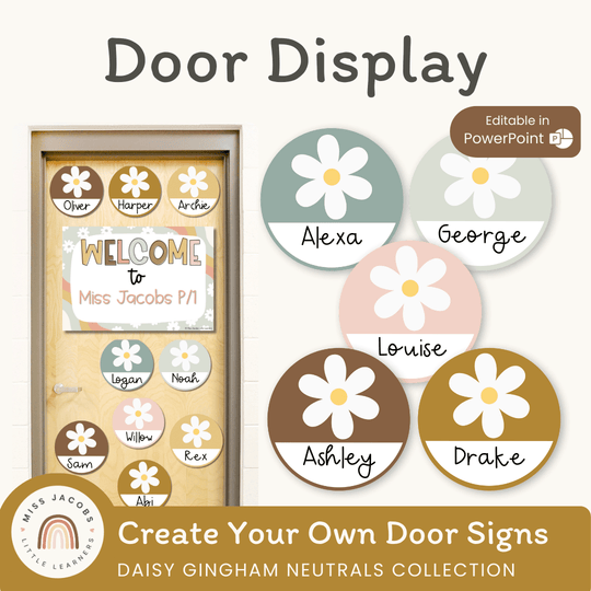 Door Display - Daisy Gingham Neutrals Decor
