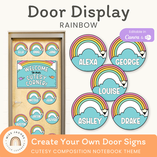 Door Display Rainbow - Cutesy Composition Notebook Decor