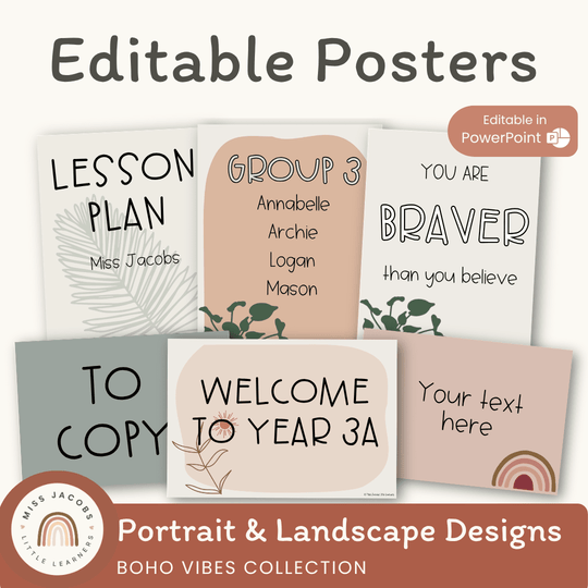 Editable Classroom Posters | BOHO VIBES | Desert Neutrals Decor