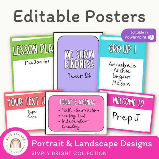 Editable Classroom Posters | Brights Classroom Decor