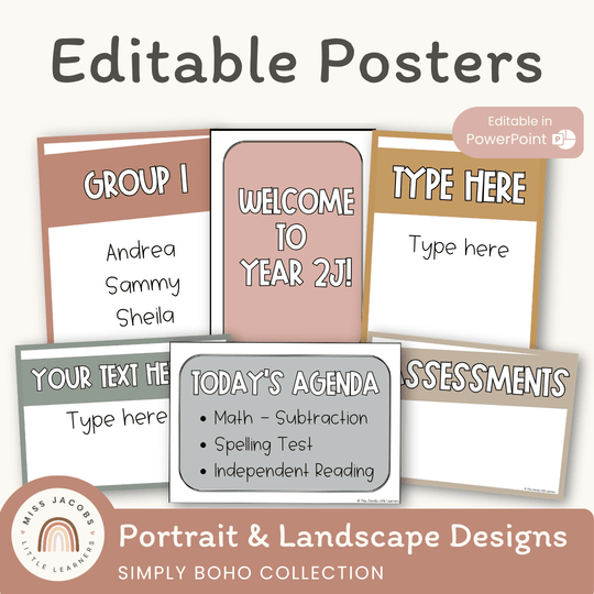 EDITABLE CLASSROOM POSTERS | SIMPLE BOHO