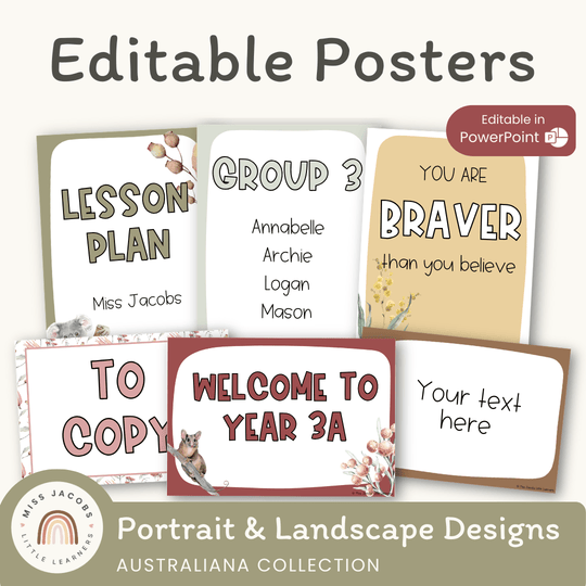 Editable Classroom Posters Templates - Australiana Decor