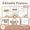 Editable Classroom Posters Templates - Boho Rainbow Decor - Miss Jacobs Little Learners