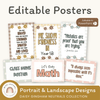 Editable Classroom Posters Templates - Daisy Gingham Neutrals Decor - Miss Jacobs Little Learners