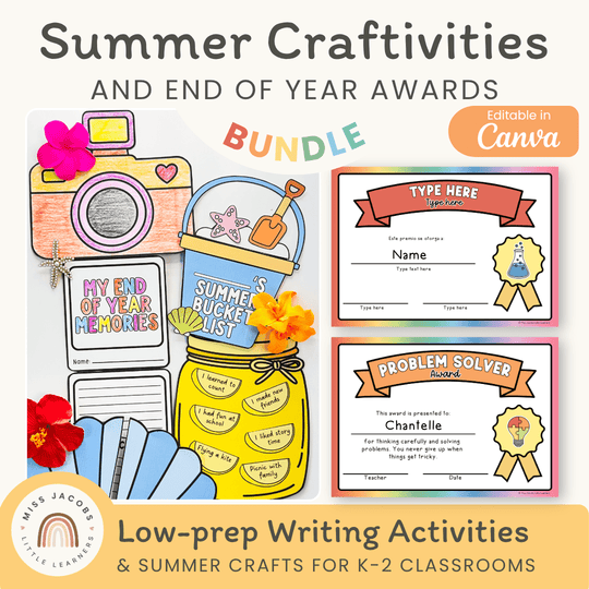 End of Year Bundle: Writing Activities, Summer Crafts & End of Year Awards