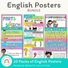 English Posters Reading and Writing Bundle - Rainbow Brights - Miss Jacobs Little Learners