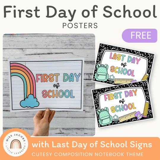 First Day of School Signs - Cutesy Composition Notebook Decor